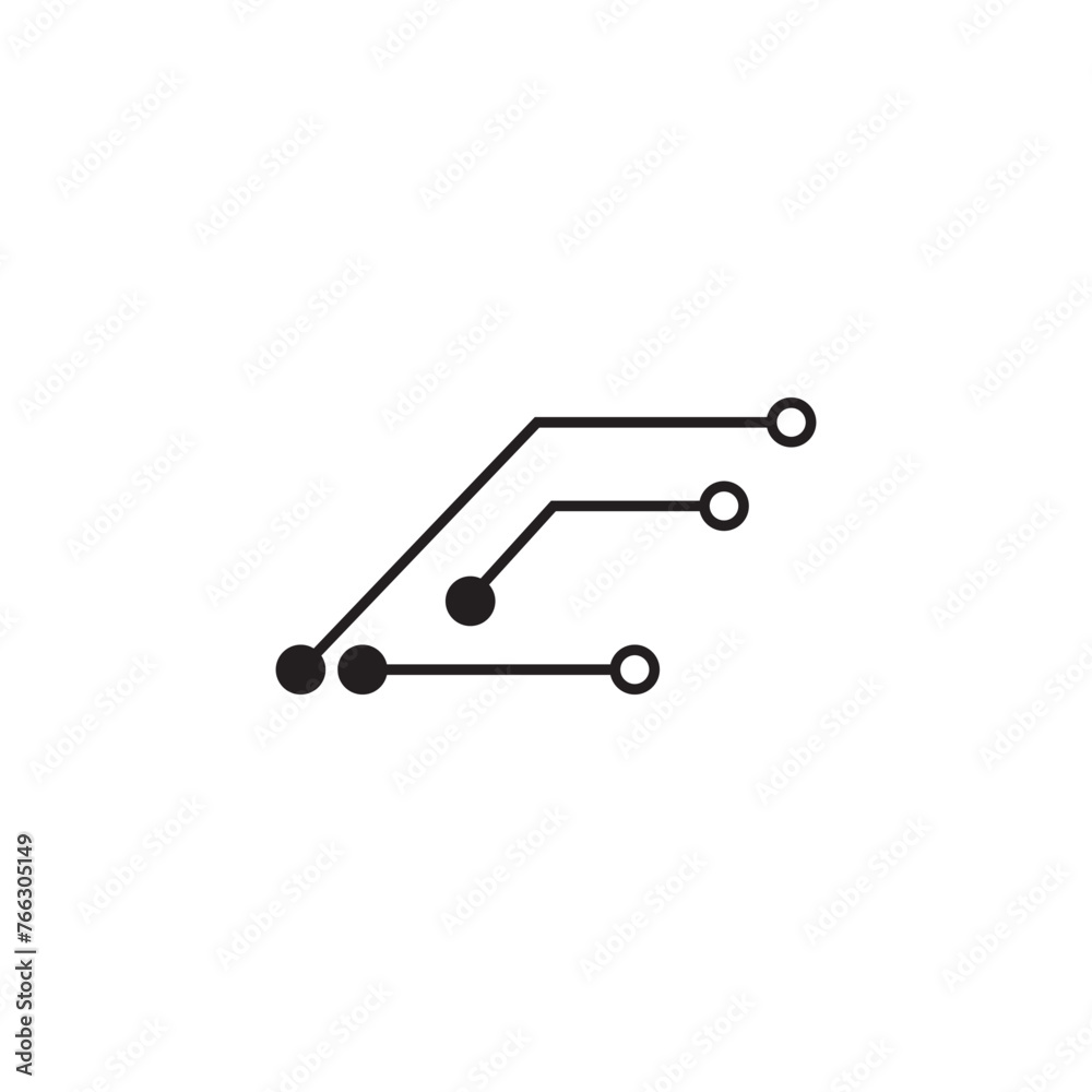 Chip Digital Logo abstract Artificial Intelligence AI vector design Linear Outline style. Electronics Circuit Circle shape Logotype icon.