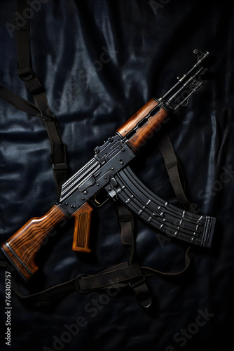Detailed Perspective View of Vintage AK-47: A Symbol of Military History and Controversy