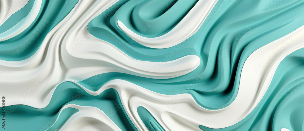 Fototapeta premium Green and white cream texture with soft waves