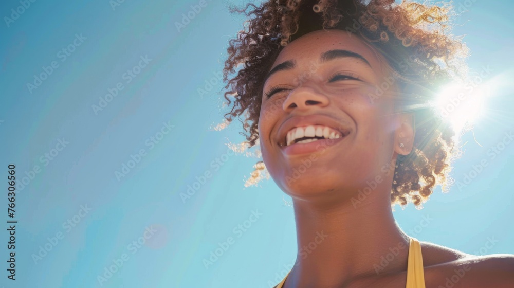 Close up portrait of a woman jogging