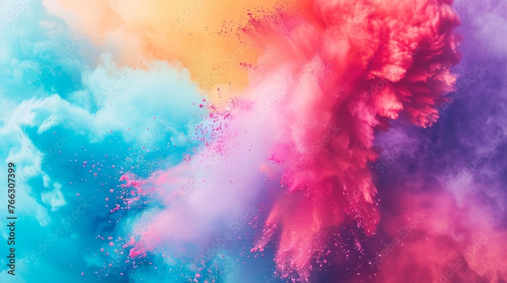 Explosive Colorful Powder Burst in Air