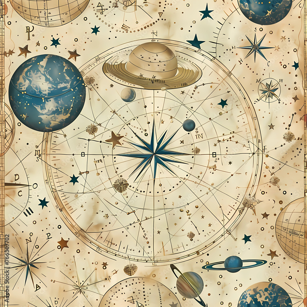 Antique Celestial Map Pattern