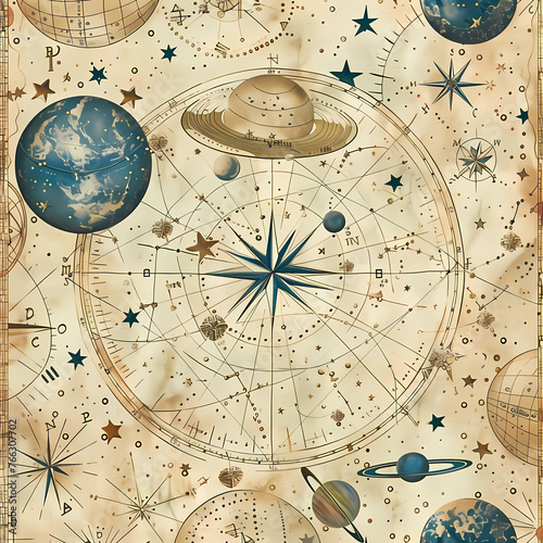 Antique Celestial Map Pattern