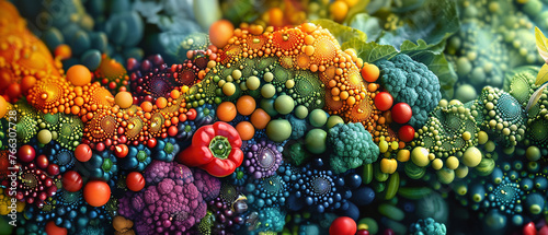 Surreal Landscape of Vibrant Fractal Vegetables