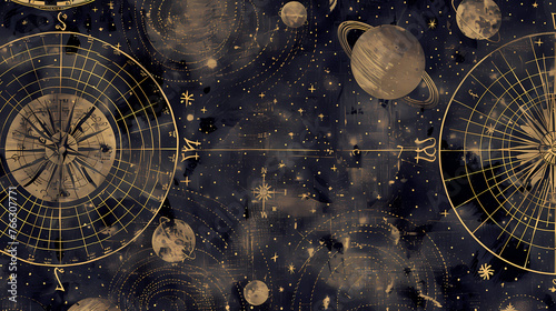 Antique Celestial Map Pattern