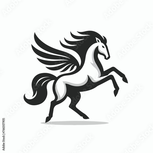 Fototapeta Naklejka Na Ścianę i Meble -  Pegasus horse logo Pegasus Skyline vector design inspiration template creative icon