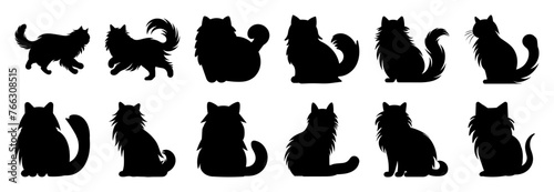 Cat silhouettes set, large pack of vector silhouette design, isolated white background