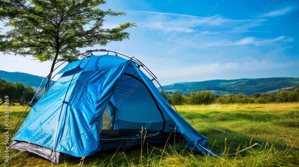 Camping Tent in Serene Mountain Landscape