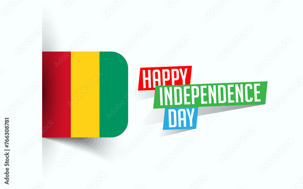 Fototapeta premium Happy Independence Day of Guinea Vector illustration, national day poster, greeting template design, EPS Source File 