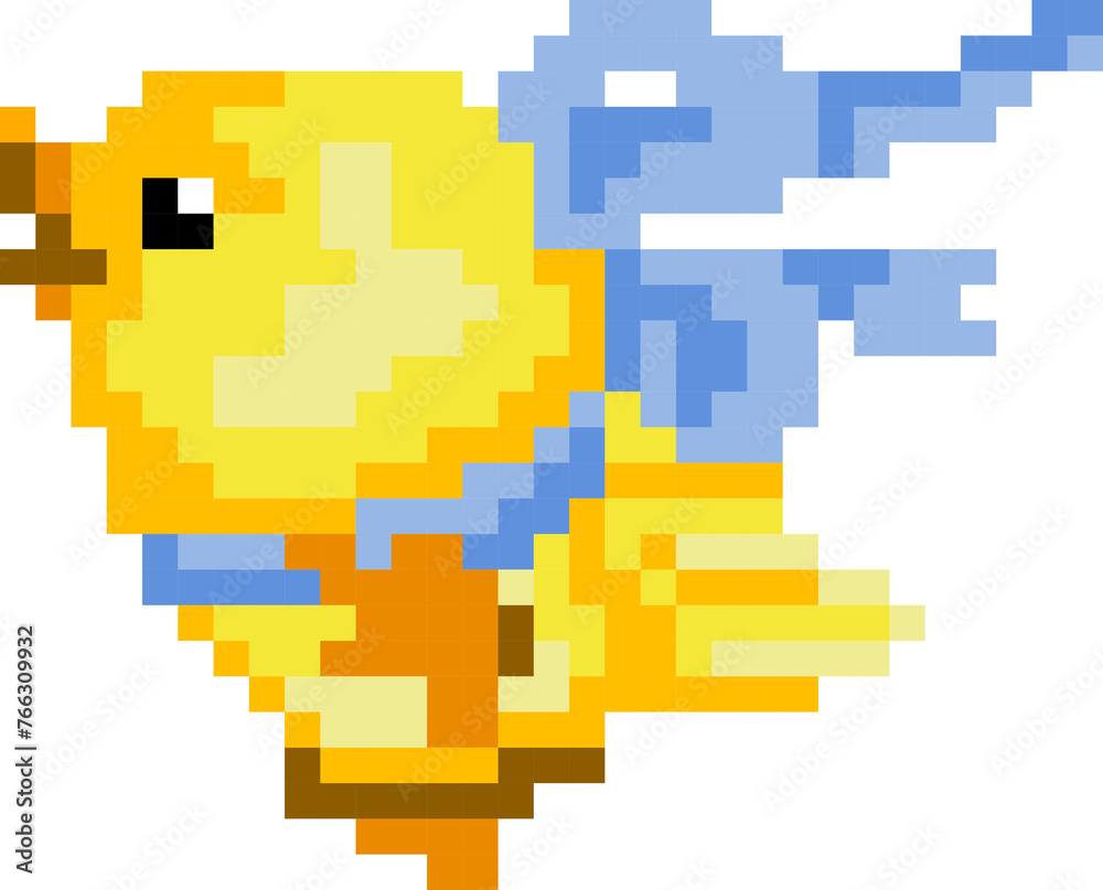 Obraz premium Bird cartoon icon in pixel style