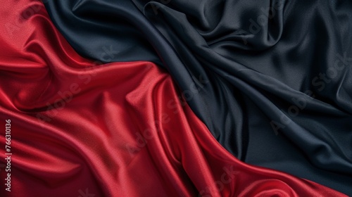 Luxurious Red and Black Satin Fabric Texture
