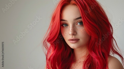 Portrait of Woman with Vibrant Red Hair