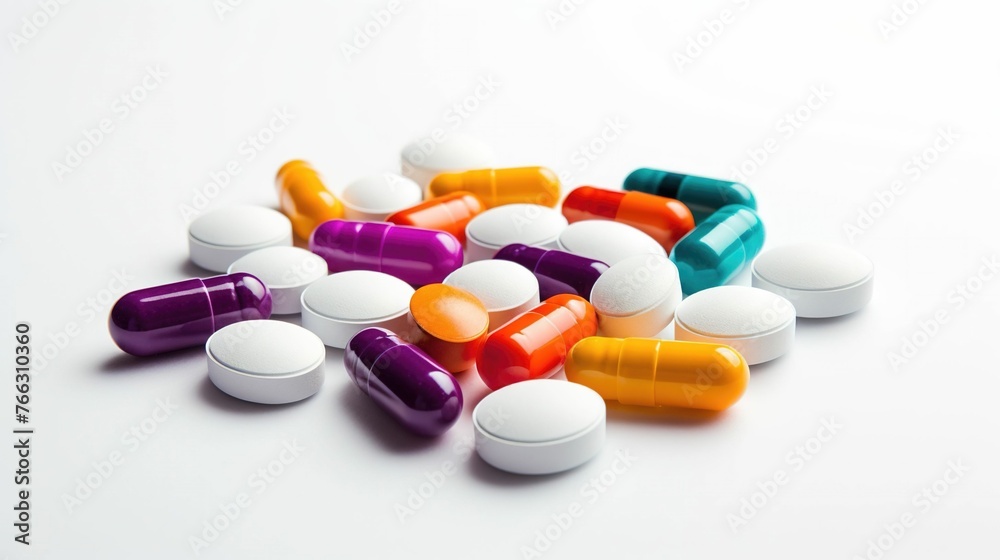 Colored pills on white background UHD wallpaper Colored pills on white background UHD wallpaper