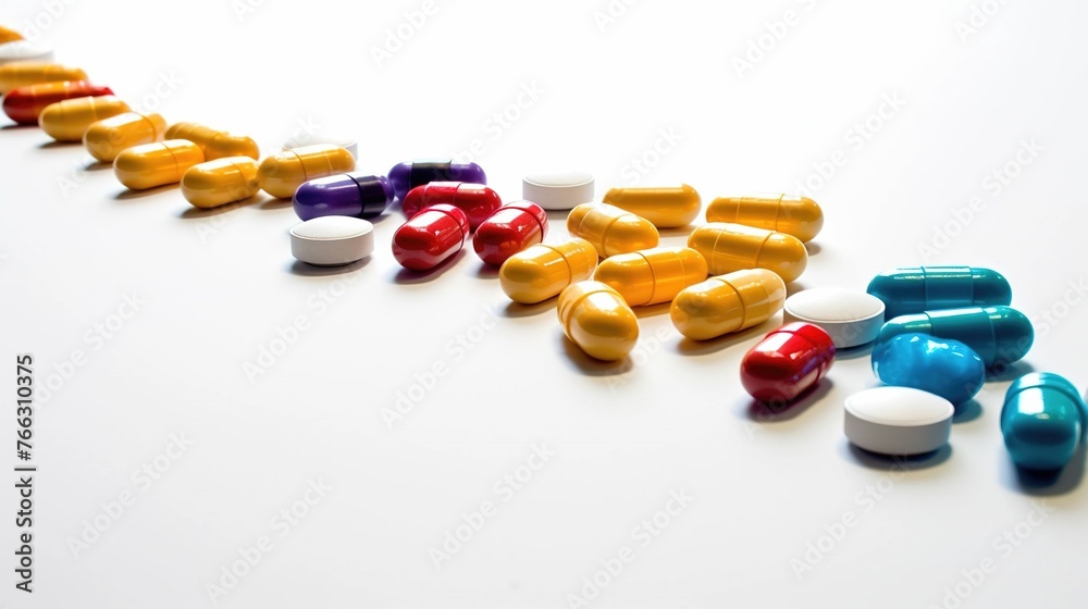 Colored pills on white background UHD wallpaper Colored pills on white background UHD wallpaper