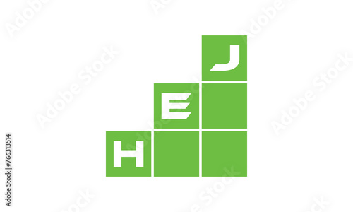 HEJ initial letter financial logo design vector template. economics, growth, meter, range, profit, loan, graph, finance, benefits, economic, increase, arrow up, grade, grew up, topper, company, scale photo