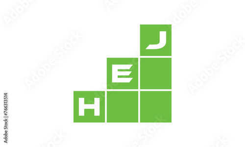 HEJ initial letter financial logo design vector template. economics, growth, meter, range, profit, loan, graph, finance, benefits, economic, increase, arrow up, grade, grew up, topper, company, scale