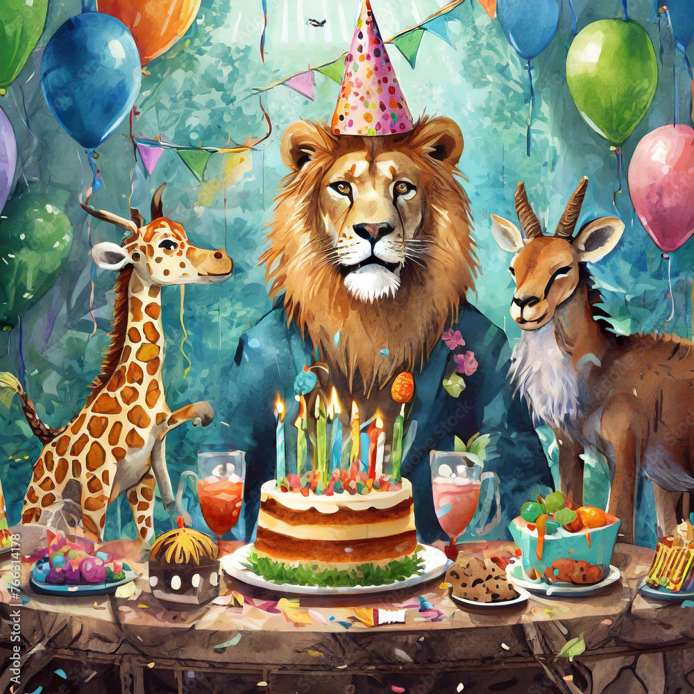 Fototapeta premium card with animals