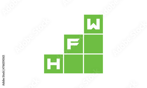 HFW initial letter financial logo design vector template. economics, growth, meter, range, profit, loan, graph, finance, benefits, economic, increase, arrow up, grade, grew up, topper, company, scale photo