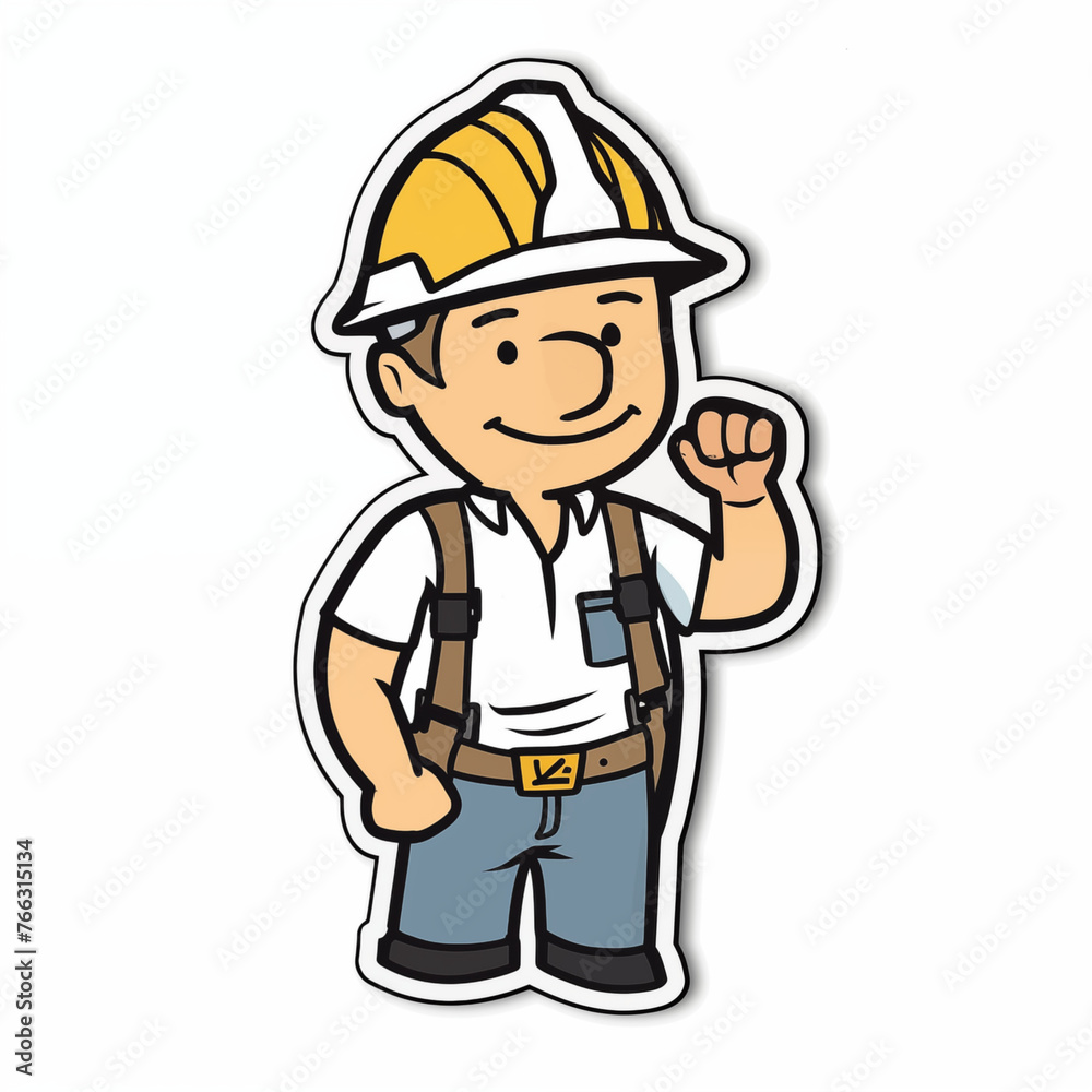 builder, sticker on white background builder, sticker on white background