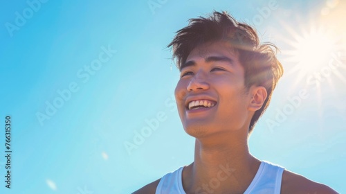 Close up portrait of a man jogging