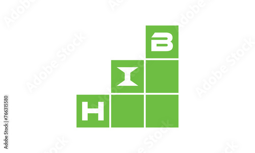 HIB initial letter financial logo design vector template. economics, growth, meter, range, profit, loan, graph, finance, benefits, economic, increase, arrow up, grade, grew up, topper, company, scale photo