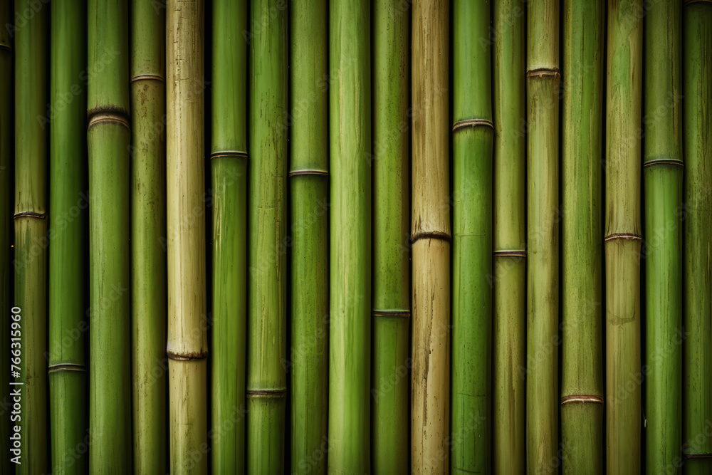 Processed collage of green bamboo fence surface texture. Background for banner, backdrop Processed collage of green bamboo fence surface texture. Background for banner, backdrop