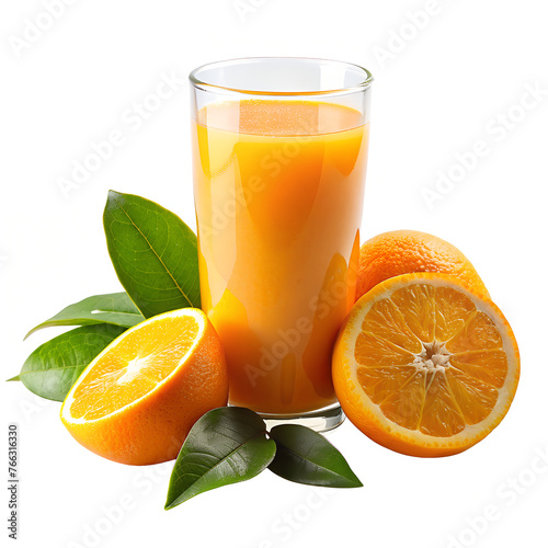 Fresh Orange juice in isolated white background