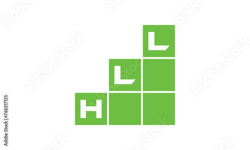 HLL initial letter financial logo design vector template. economics, growth, meter, range, profit, loan, graph, finance, benefits, economic, increase, arrow up, grade, grew up, topper, company, scale photo