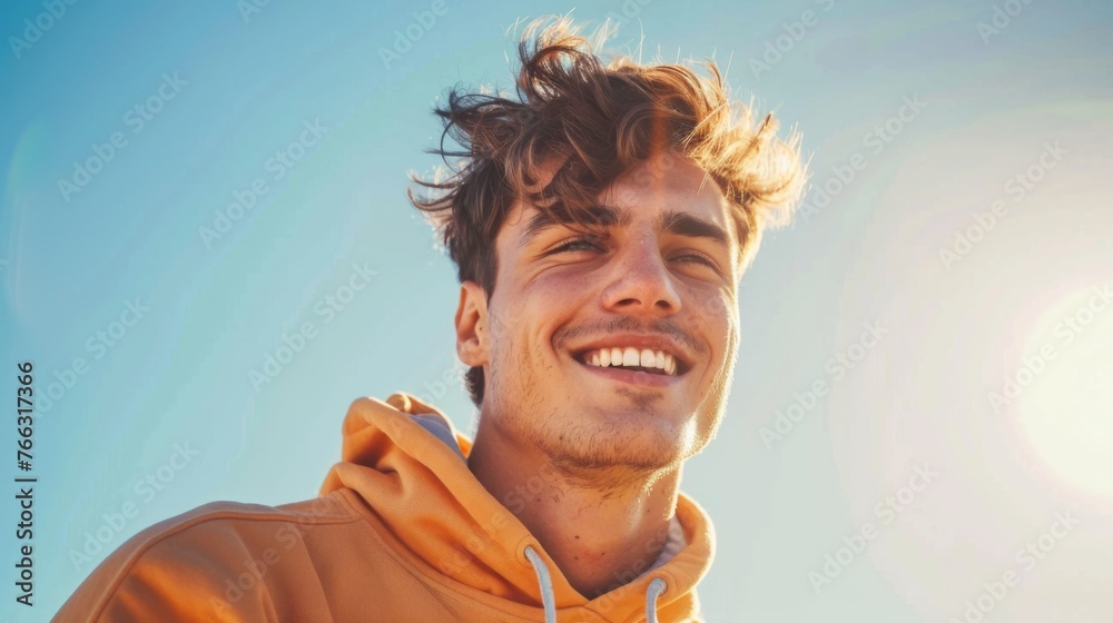 Close up portrait of a man jogging Close up portrait of a man jogging