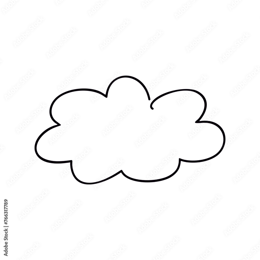 Linear drawing of a doodle-style cloud on a white background. Linear drawing of a doodle-style cloud on a white background.