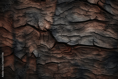 Processed collage of old black tree bark surface texture. Background for banner, backdrop