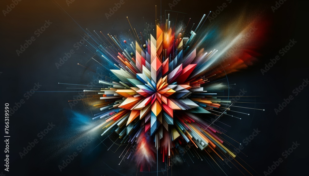 Dynamic Abstract Geometric Explosion in Space Dynamic Abstract Geometric Explosion in Space