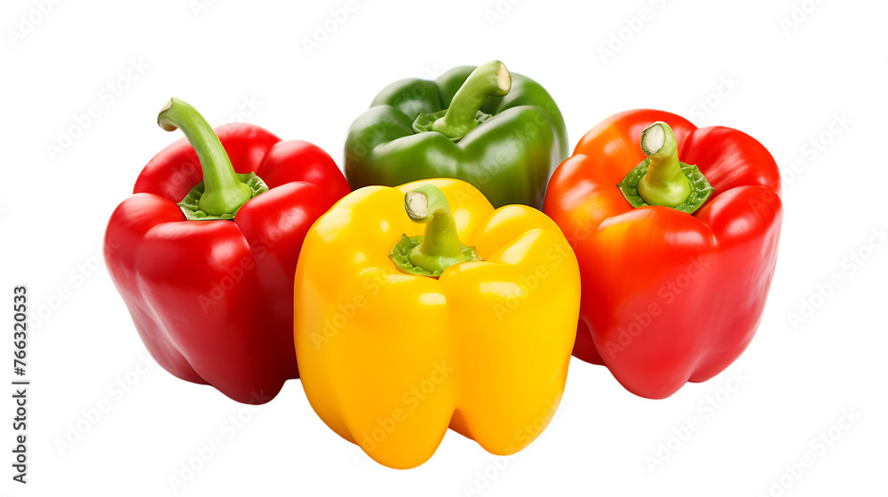sweet pepper, red, green, yellow paprika, isolated on white background, clipping path, full depth of field 