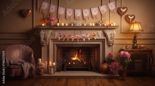 fireplace with christmas decorations