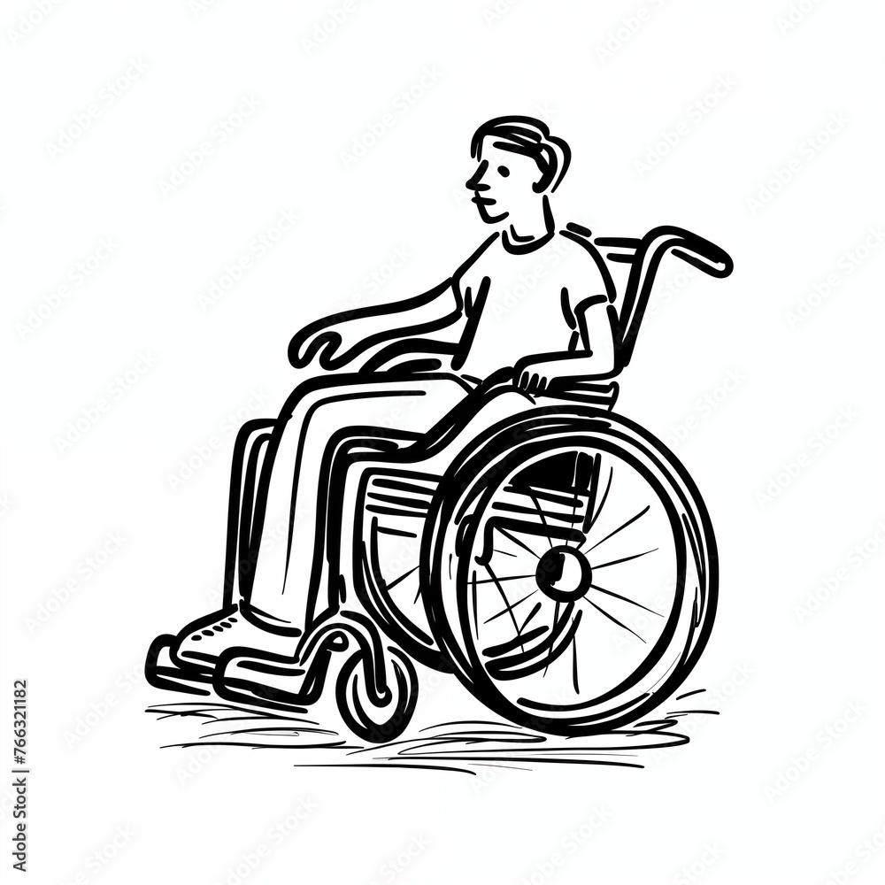 man in a wheelchair, sticker on a white background