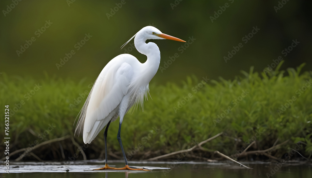 Great White Egret bird Stock Photo,Egret bird photography.Wildlife Photography, Generative AI