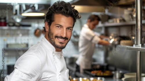 Happy Chef in Professional Kitchen Portrait