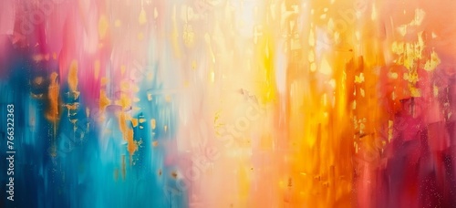 KS Abstract background with pink blue and yellow paint.