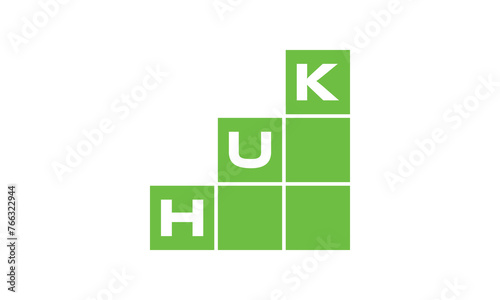 HUK initial letter financial logo design vector template. economics, growth, meter, range, profit, loan, graph, finance, benefits, economic, increase, arrow up, grade, grew up, topper, company, scale