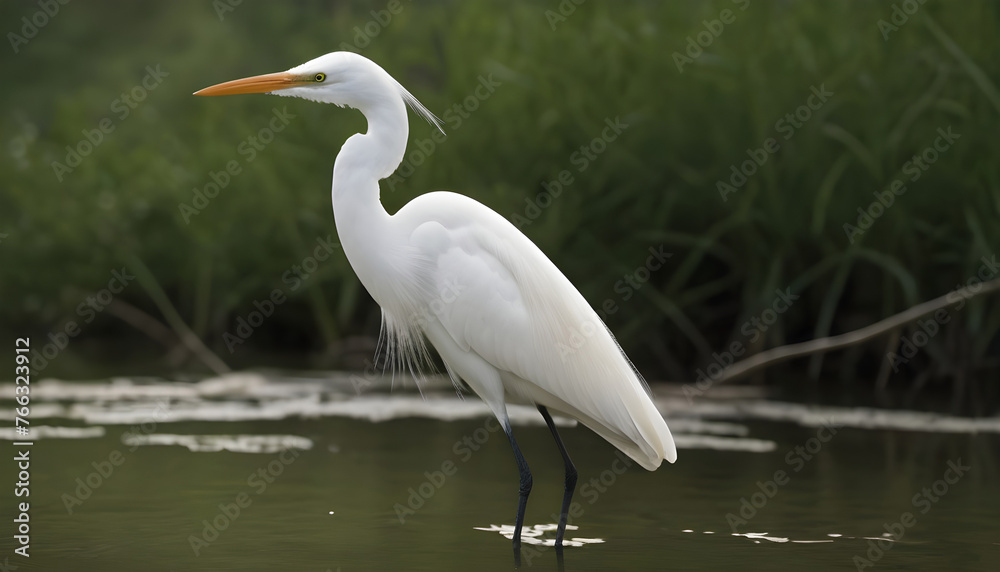 Naklejka premium Great White Egret bird Stock Photo,Egret bird photography.Wildlife Photography, Generative AI