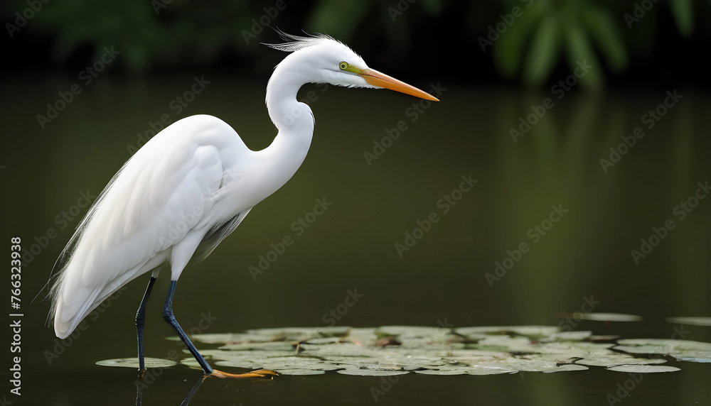 Obraz premium Great White Egret bird Stock Photo,Egret bird photography.Wildlife Photography, Generative AI