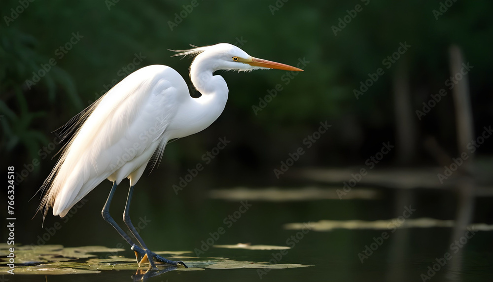 Obraz premium Great White Egret bird Stock Photo,Egret bird photography.Wildlife Photography, Generative AI