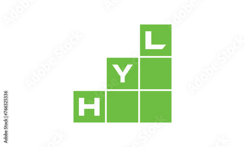 HYL initial letter financial logo design vector template. economics, growth, meter, range, profit, loan, graph, finance, benefits, economic, increase, arrow up, grade, grew up, topper, company, scale photo