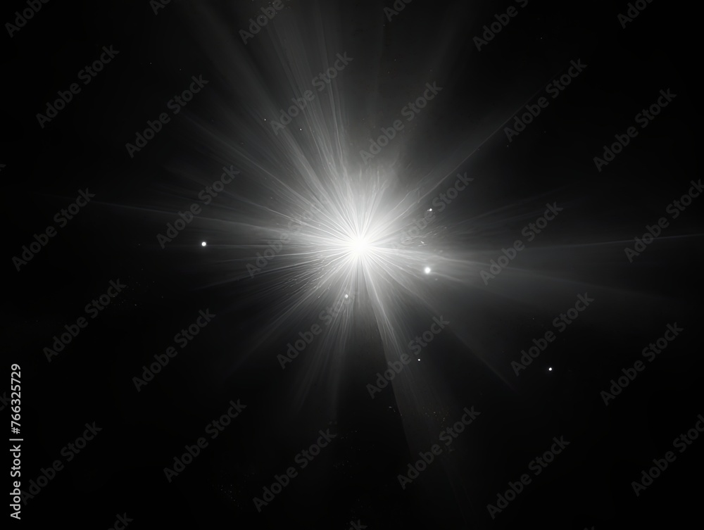 Gray light flare isolated black background