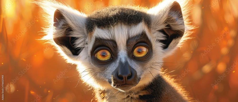 A photo of a lemur, with a puzzled expression in its eyes, staring directly at the lens A photo of a lemur, with a puzzled expression in its eyes, staring directly at the lens