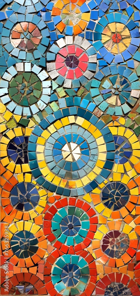 Vibrant Moroccan-Style Geometric Mosaic Tile Pattern Generative AI