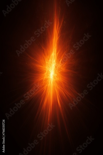 Orange light flare isolated black background