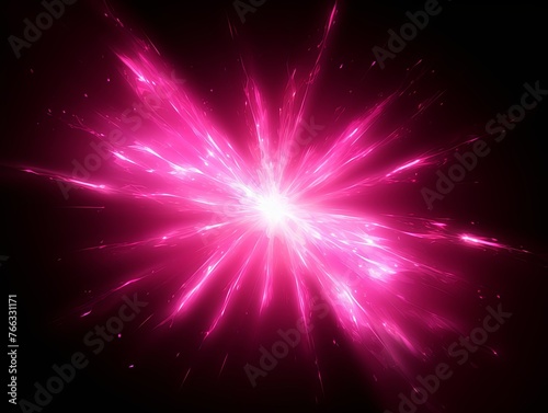 Pink light flare isolated black background