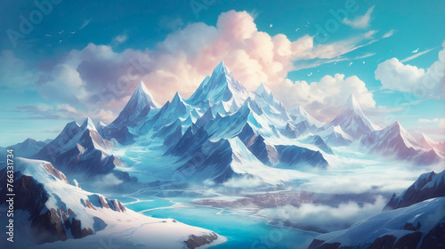 Frozen Wonderland Dark Gothic Fantasy Art with Pale Blue Hues and Magical Splash