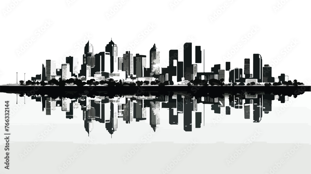 Black and white reflections showcase the architecture